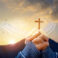 Christian Religion concept background. card design template.
